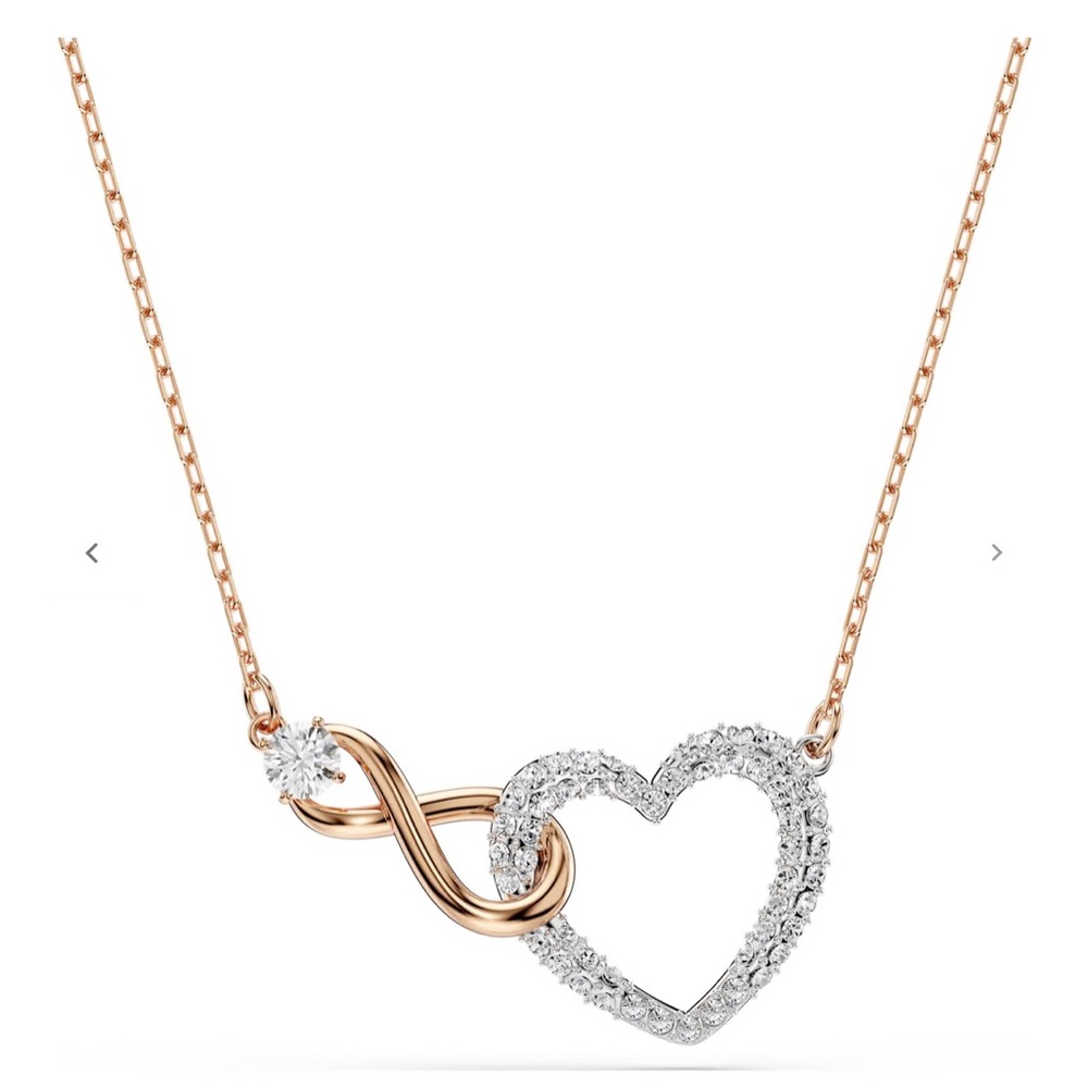 Swarovski Rose Gold and Silver Infinity Heart Necklace